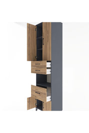 Hyperion Dolap 4 Raflı 3 Çekmeceli 4 Kapaklı 60x44x243 Antrasit-Çam