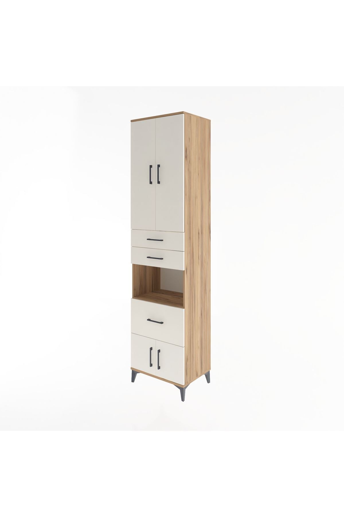 Hyperion Dolap 4 Raflı 3 Çekmeceli 4 Kapaklı 60x44x243 Çam-Aytaşı