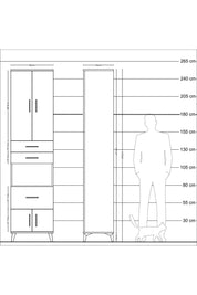 Hyperion Dolap 4 Raflı 3 Çekmeceli 4 Kapaklı 60x44x243 Çam-Aytaşı