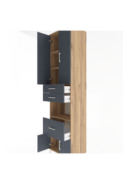 Hyperion Dolap 4 Raflı 3 Çekmeceli 4 Kapaklı 60x44x243 Çam-Antrasit