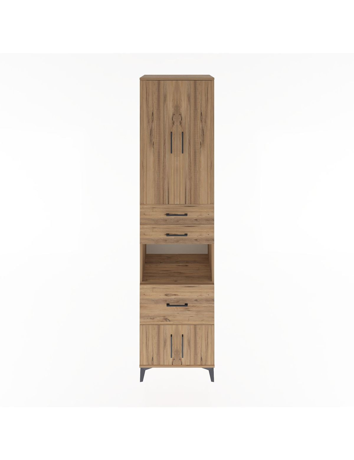 Hyperion Dolap 4 Raflı 3 Çekmeceli 4 Kapaklı 60x44x243 Çam-Çam