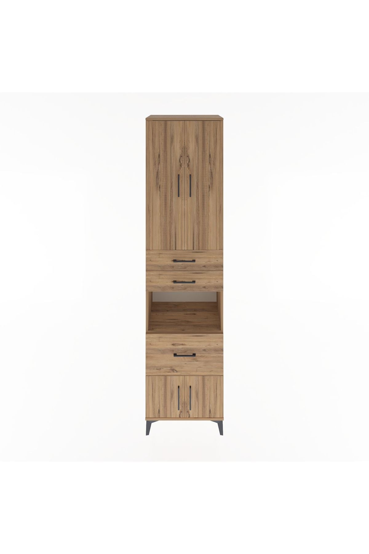 Hyperion Dolap 4 Raflı 3 Çekmeceli 4 Kapaklı 60x44x243 Çam-Çam