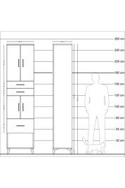 Hyperion Dolap 3 Raflı 3 Çekmeceli 4 Kapaklı 60x44x243 Aytaşı-Aytaşı