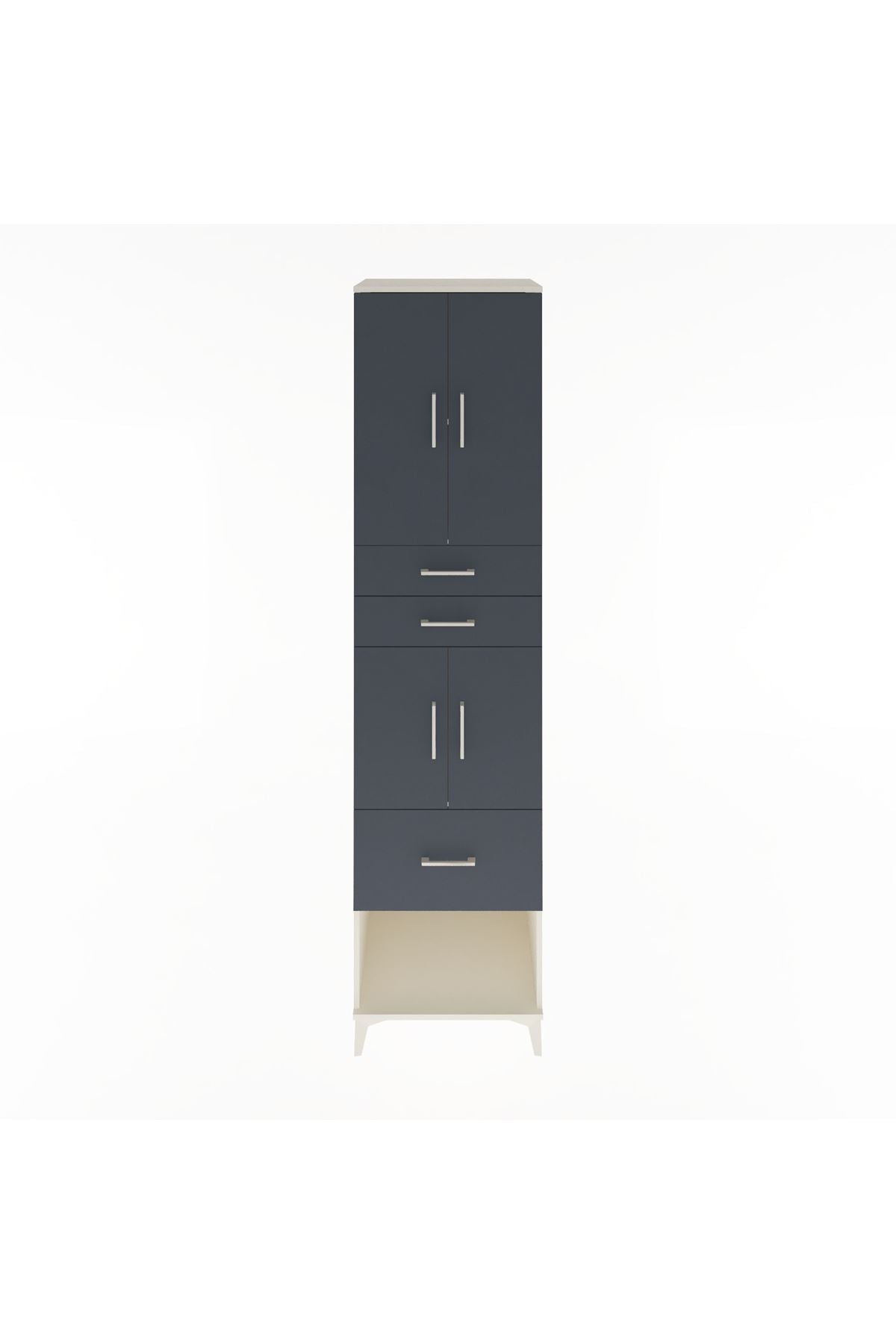 Hyperion Dolap 3 Raflı 3 Çekmeceli 4 Kapaklı 60x44x243 Aytaşı-Antrasit