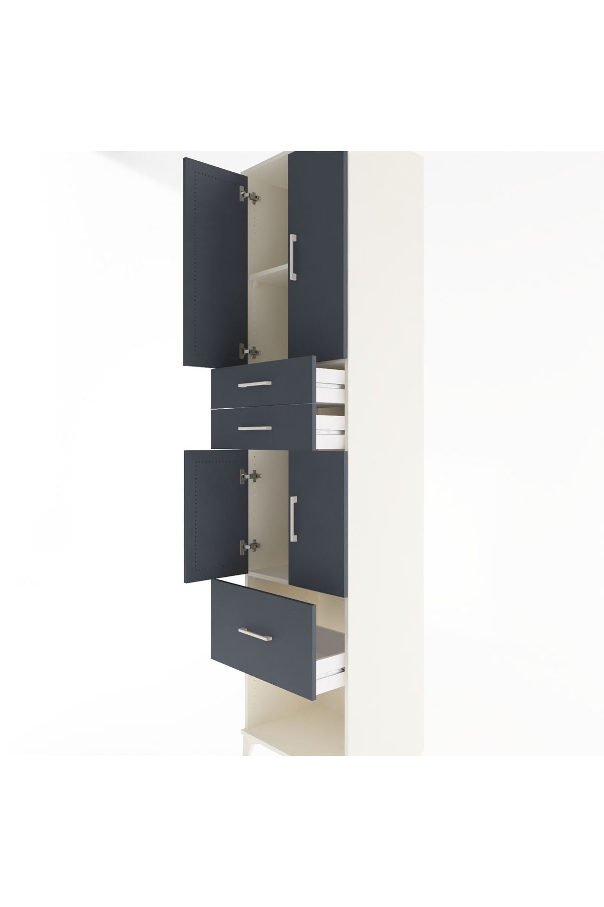 Hyperion Dolap 3 Raflı 3 Çekmeceli 4 Kapaklı 60x44x243 Aytaşı-Antrasit