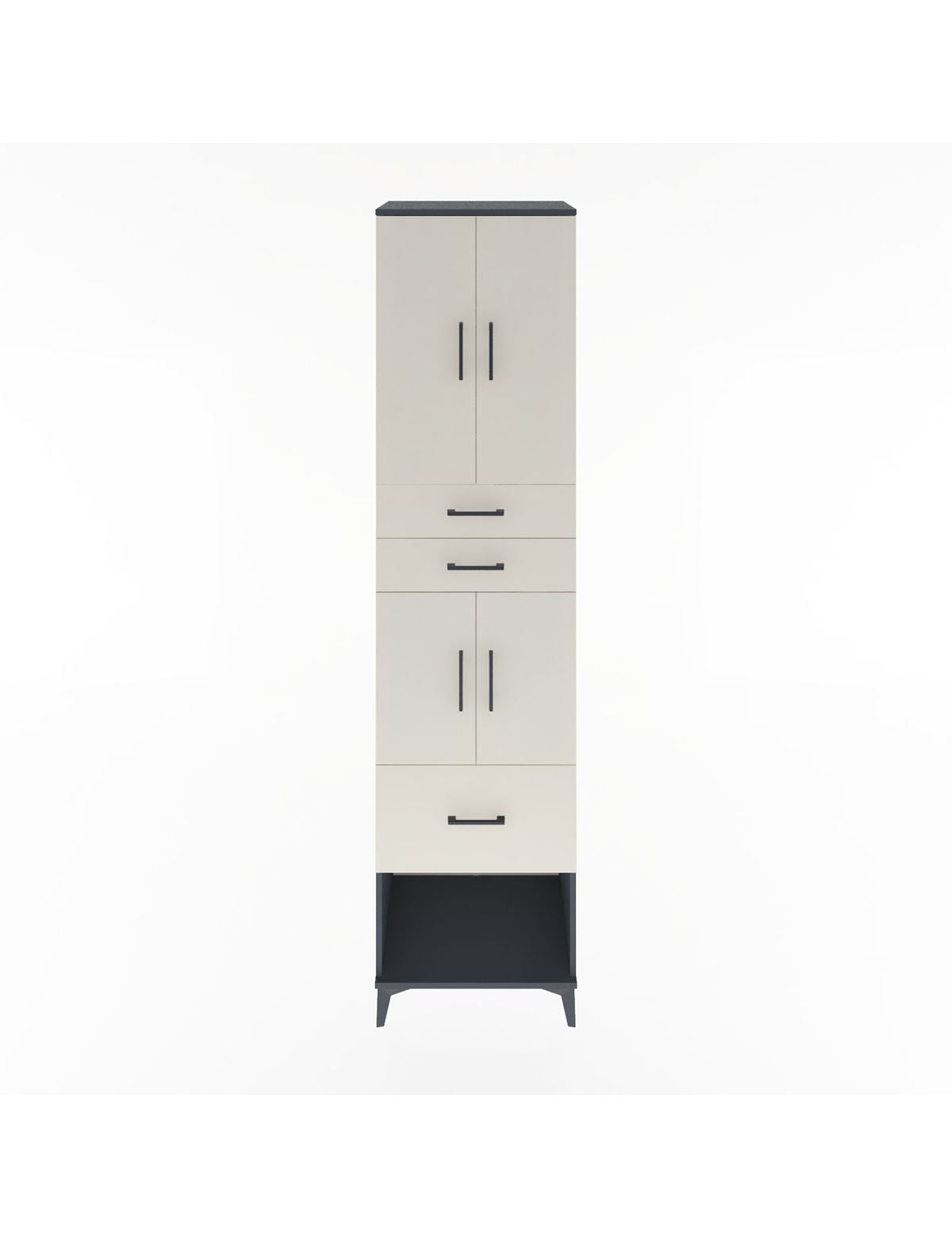 Hyperion Dolap 3 Raflı 3 Çekmeceli 4 Kapaklı 60x44x243 Antrasit-Aytaşı