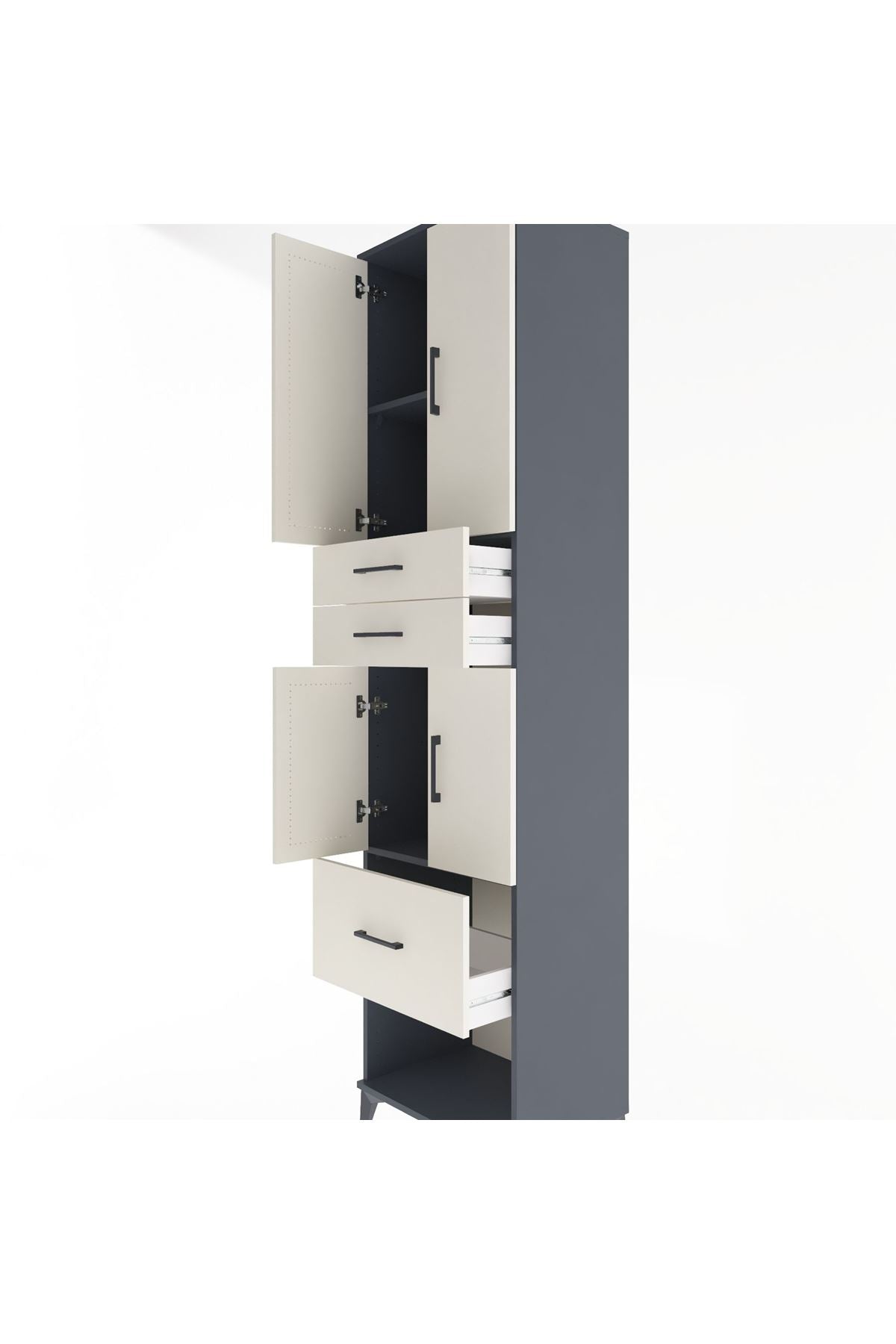 Hyperion Dolap 3 Raflı 3 Çekmeceli 4 Kapaklı 60x44x243 Antrasit-Aytaşı