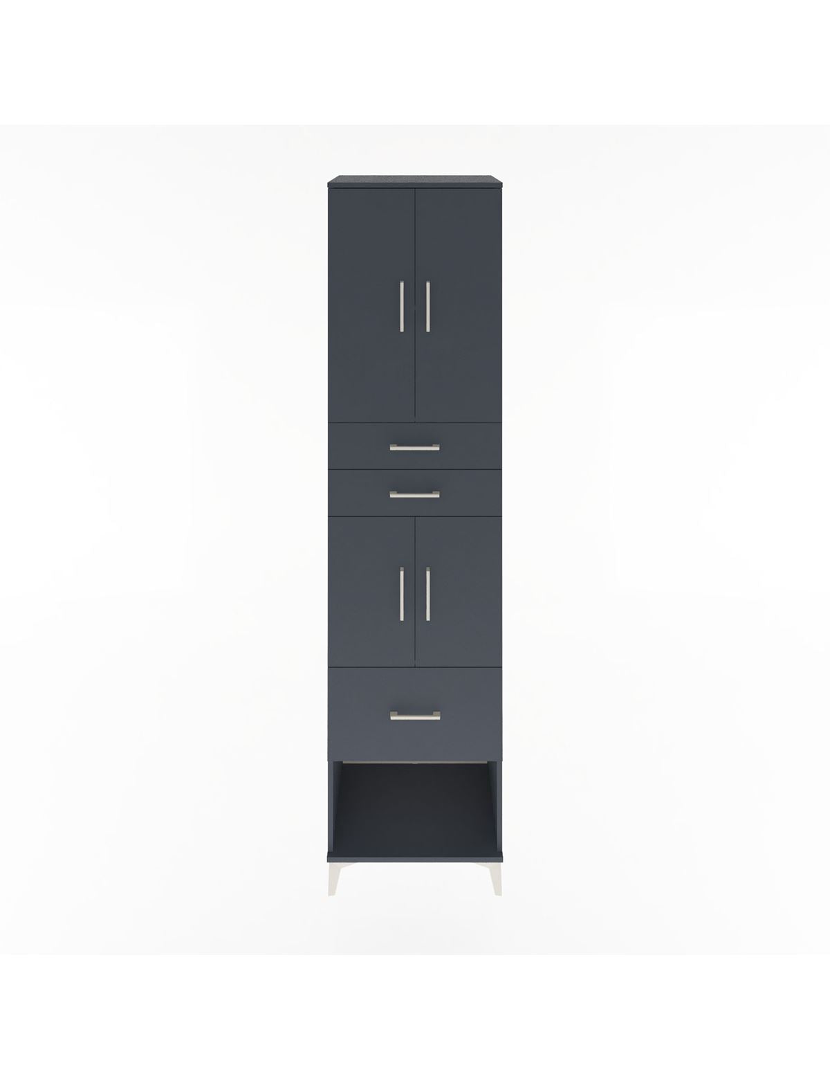 Hyperion Dolap 3 Raflı 3 Çekmeceli 4 Kapaklı 60x44x243 Antrasit-Antrasit