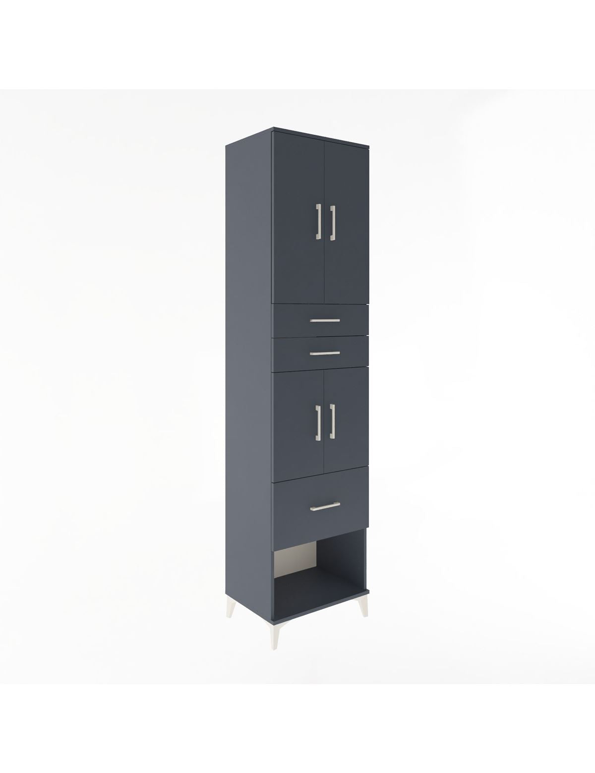 Hyperion Dolap 3 Raflı 3 Çekmeceli 4 Kapaklı 60x44x243 Antrasit-Antrasit