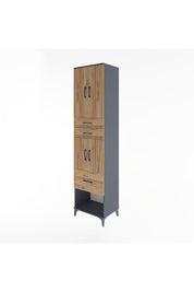 Hyperion Dolap 3 Raflı 3 Çekmeceli 4 Kapaklı 60x44x243 Antrasit-Çam