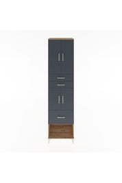 Hyperion Dolap 3 Raflı 3 Çekmeceli 4 Kapaklı 60x44x243 Çam-Antrasit