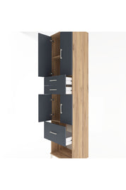 Hyperion Dolap 3 Raflı 3 Çekmeceli 4 Kapaklı 60x44x243 Çam-Antrasit