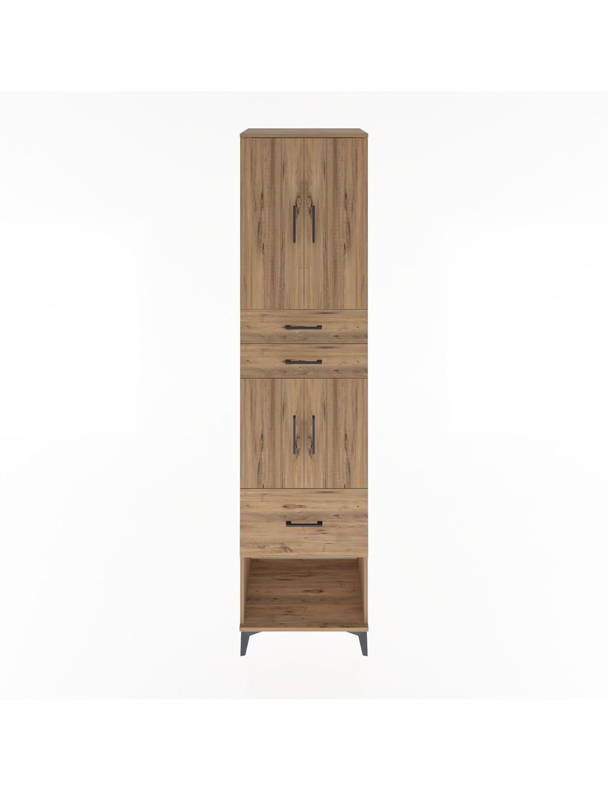 Hyperion Dolap 3 Raflı 3 Çekmeceli 4 Kapaklı 60x44x243 Çam-Çam