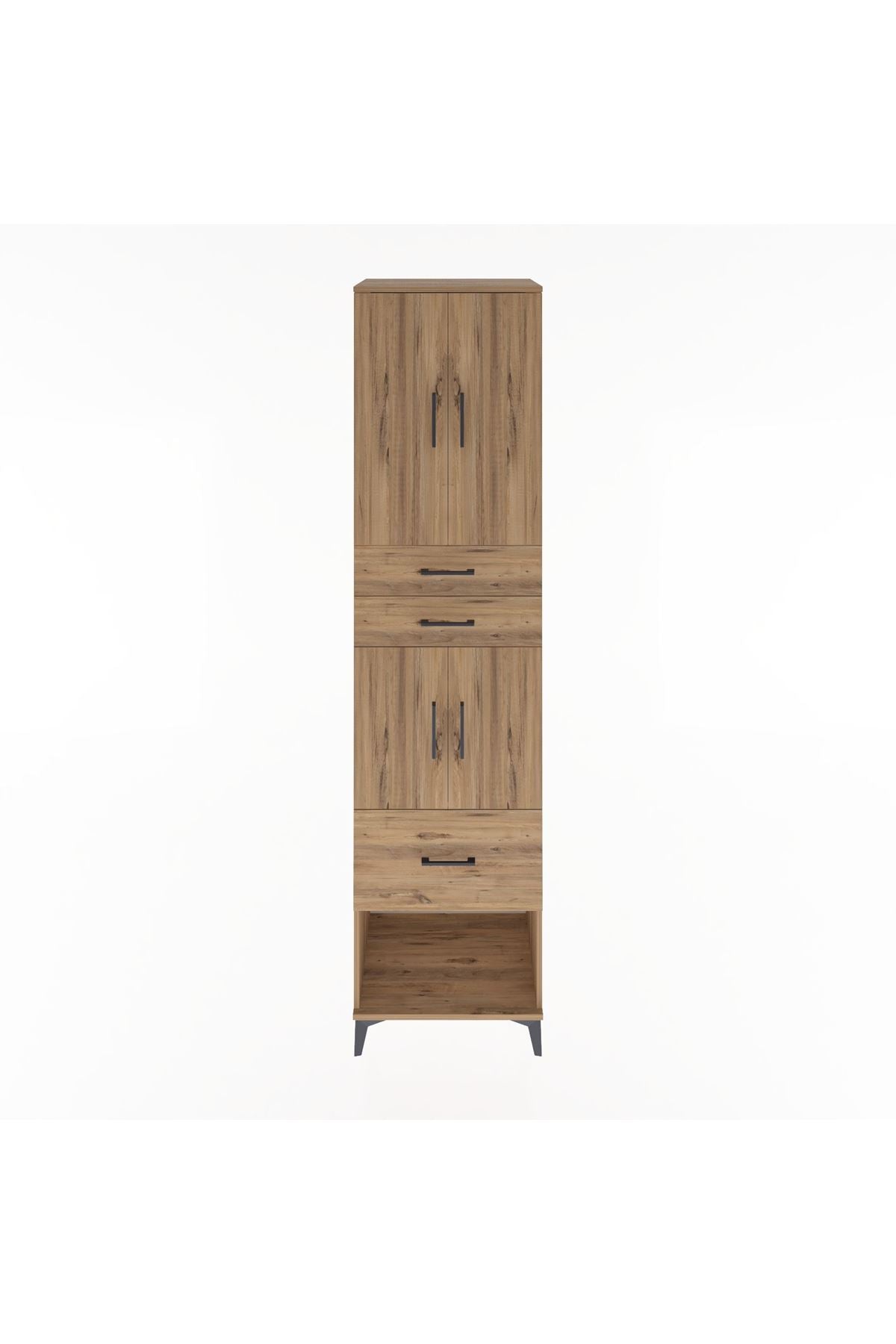 Hyperion Dolap 3 Raflı 3 Çekmeceli 4 Kapaklı 60x44x243 Çam-Çam