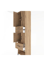 Hyperion Dolap 3 Raflı 3 Çekmeceli 4 Kapaklı 60x44x243 Çam-Çam