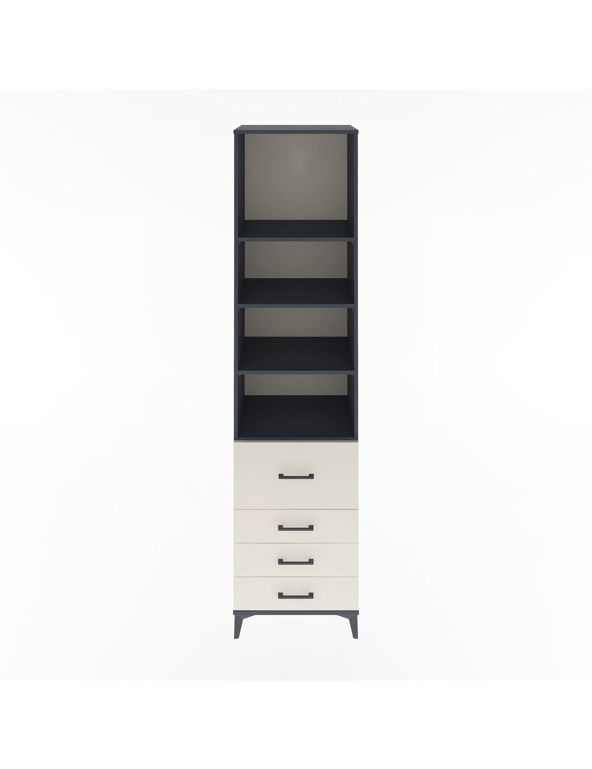 Hyperion Dolap 4 Raflı 4 Çekmeceli 60x44x243 Antrasit-Aytaşı