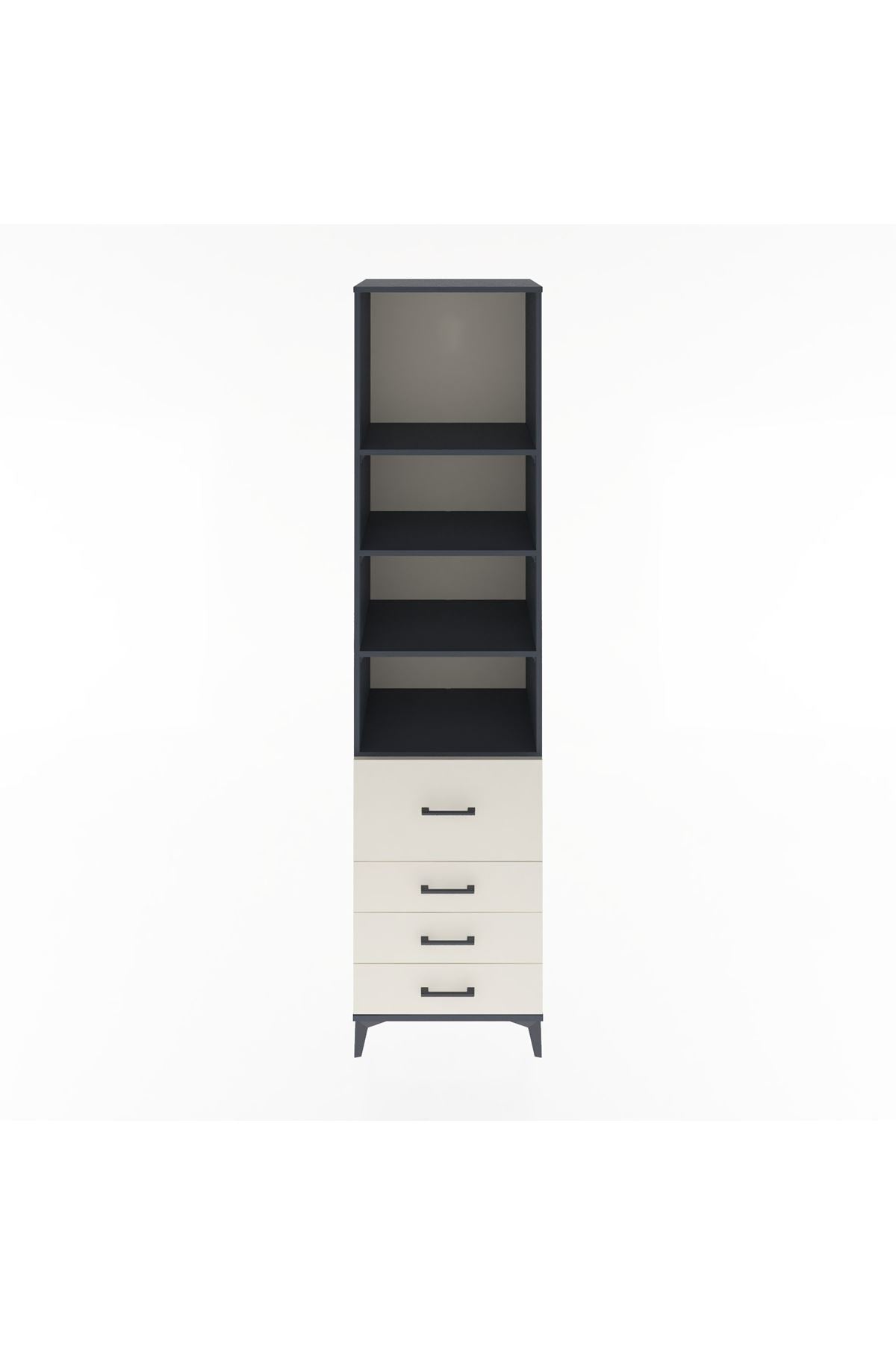 Hyperion Dolap 4 Raflı 4 Çekmeceli 60x44x243 Antrasit-Aytaşı