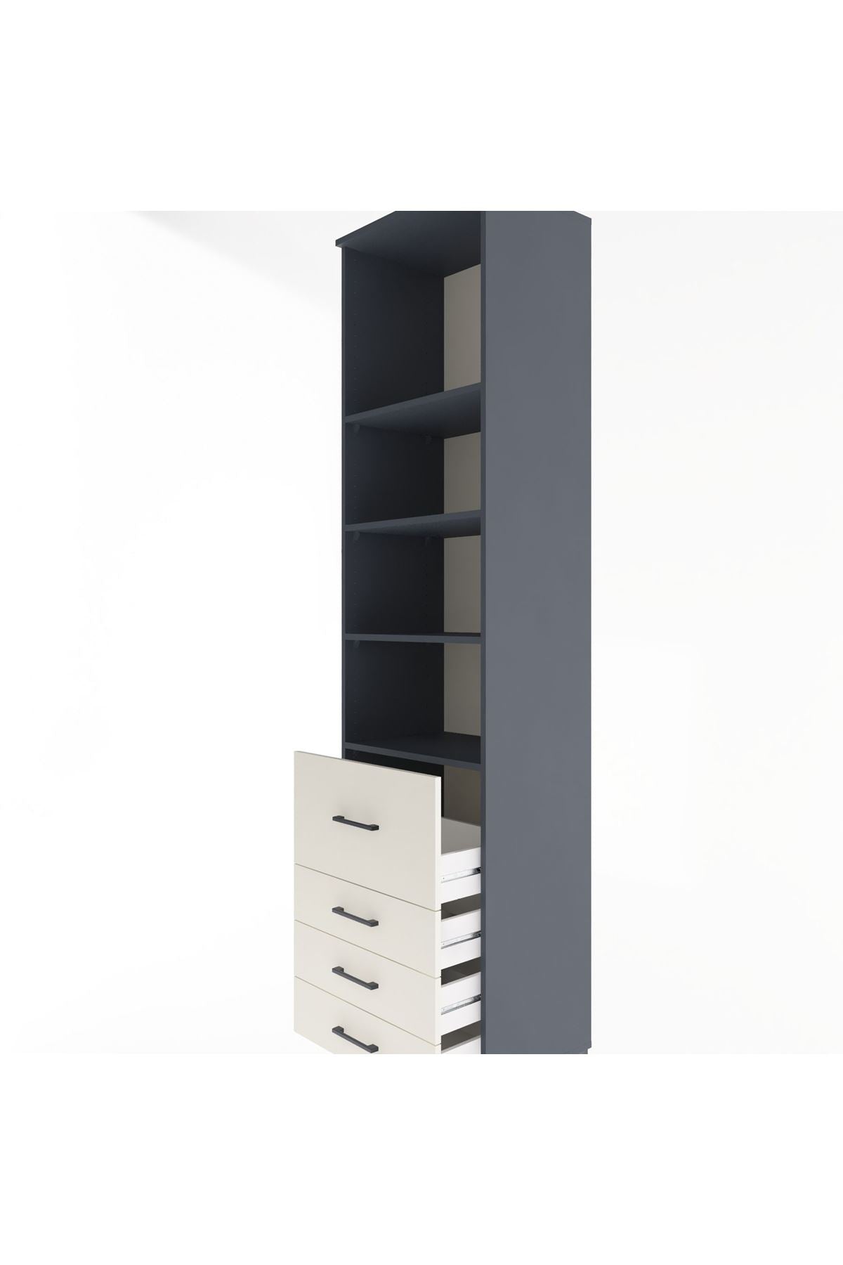 Hyperion Dolap 4 Raflı 4 Çekmeceli 60x44x243 Antrasit-Aytaşı