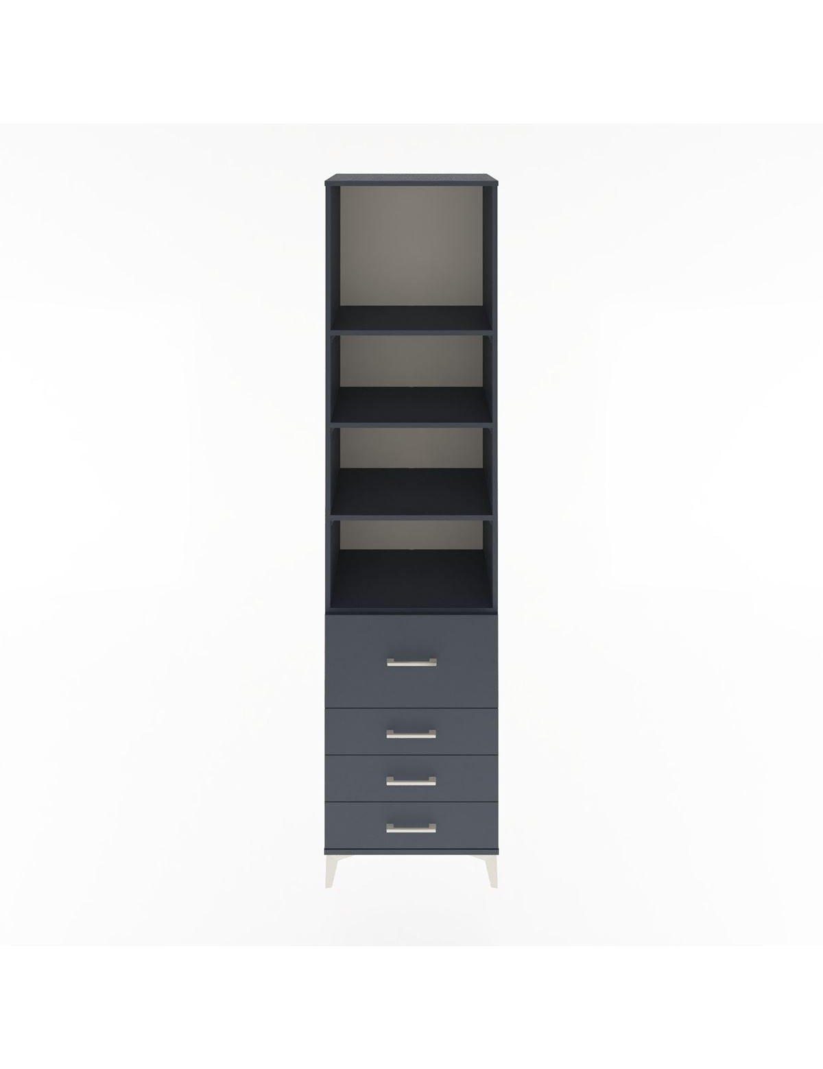 Hyperion Dolap 4 Raflı 4 Çekmeceli 60x44x243 Antrasit-Antrasit