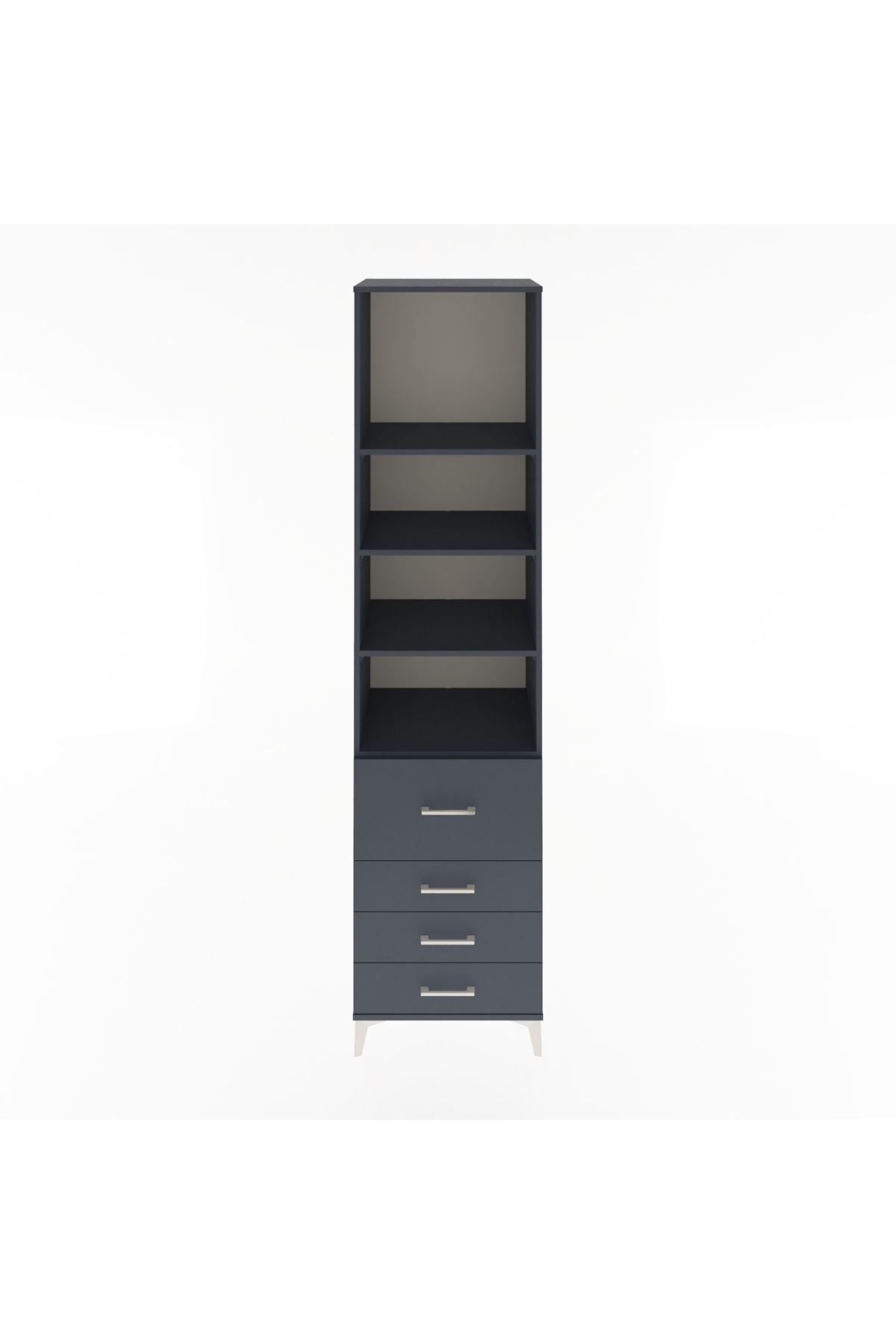 Hyperion Dolap 4 Raflı 4 Çekmeceli 60x44x243 Antrasit-Antrasit