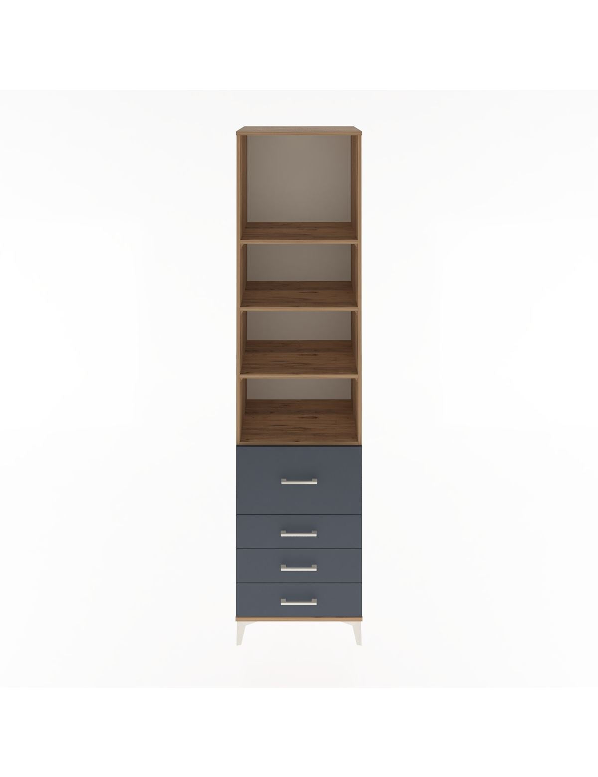 Hyperion Dolap 4 Raflı 4 Çekmeceli 60x44x243 Çam-Antrasit