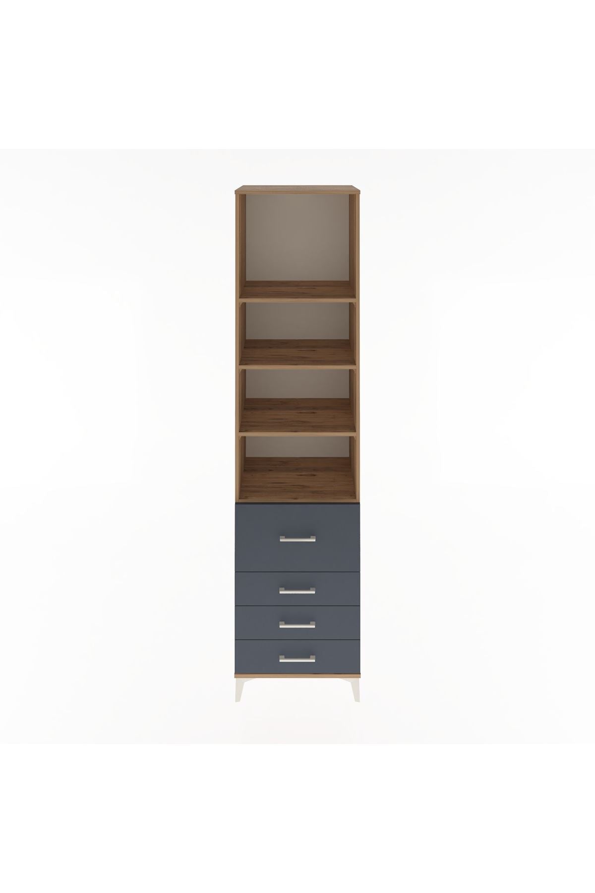 Hyperion Dolap 4 Raflı 4 Çekmeceli 60x44x243 Çam-Antrasit