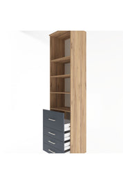 Hyperion Dolap 4 Raflı 4 Çekmeceli 60x44x243 Çam-Antrasit