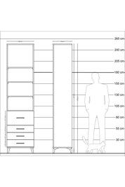 Hyperion Dolap 4 Raflı 4 Çekmeceli 60x44x243 Çam-Antrasit