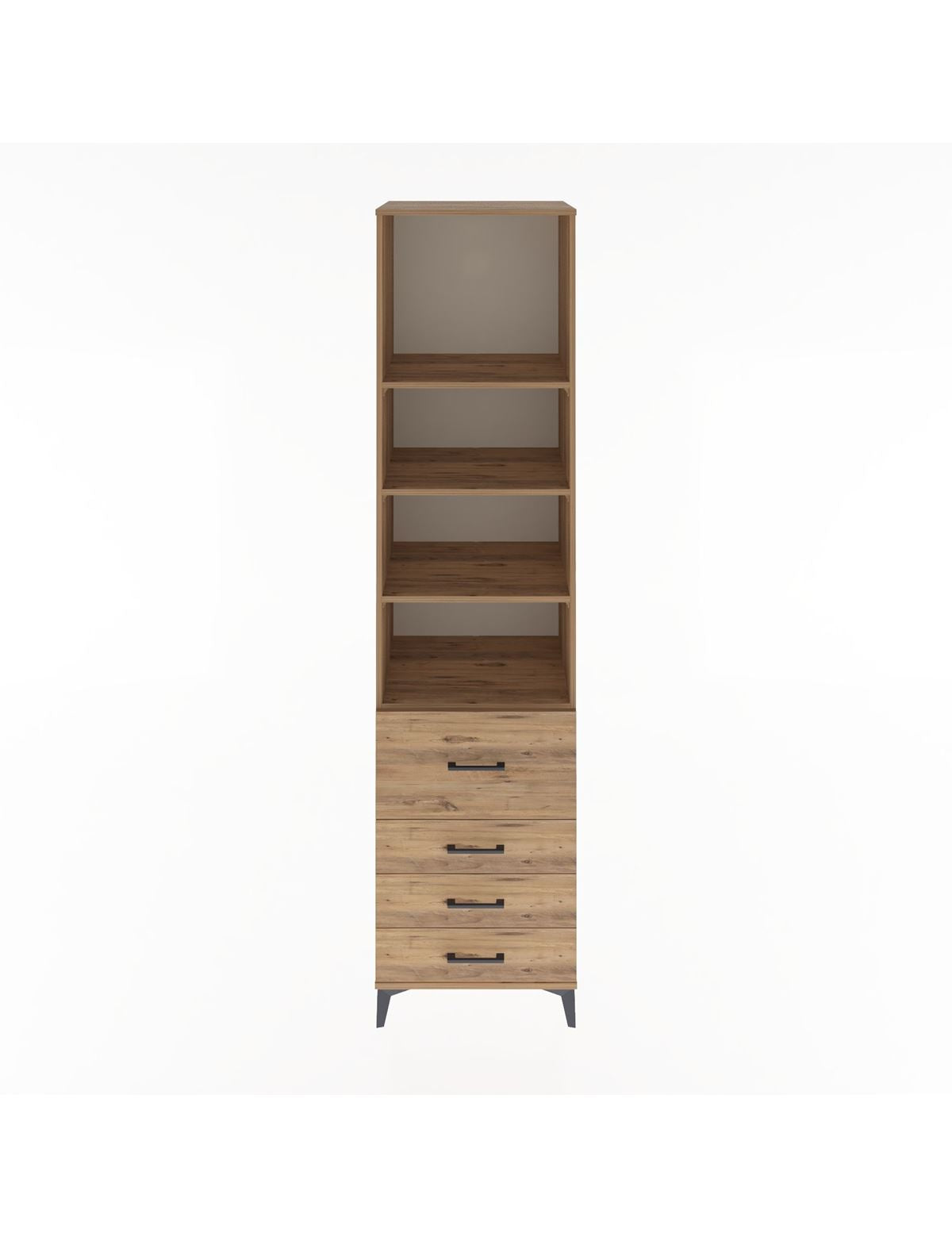 Hyperion Dolap 4 Raflı 4 Çekmeceli 60x44x243 Çam-Çam