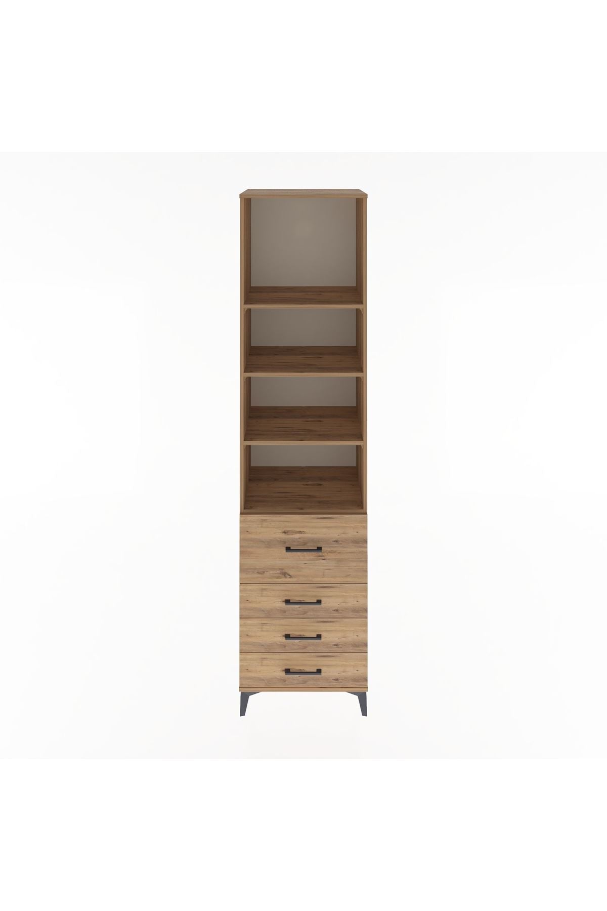 Hyperion Dolap 4 Raflı 4 Çekmeceli 60x44x243 Çam-Çam