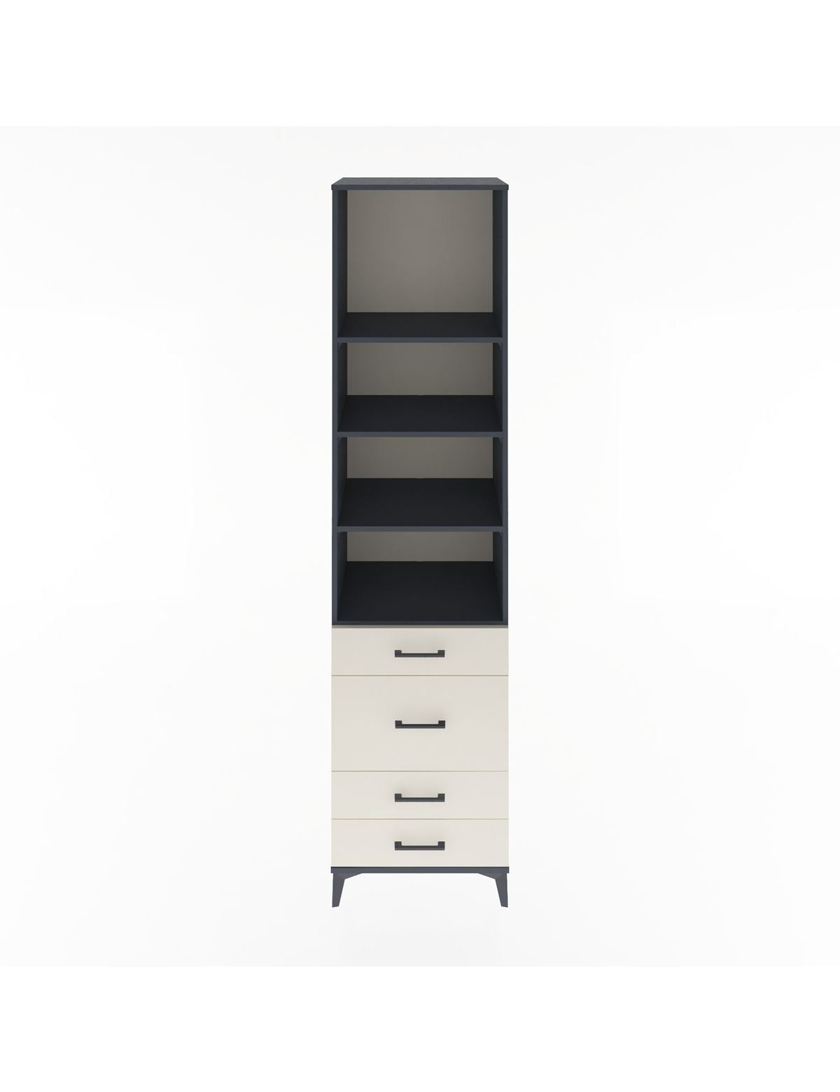 Hyperion Dolap 4 Raflı 4 Çekmeceli 60x44x243 Antrasit-Aytaşı