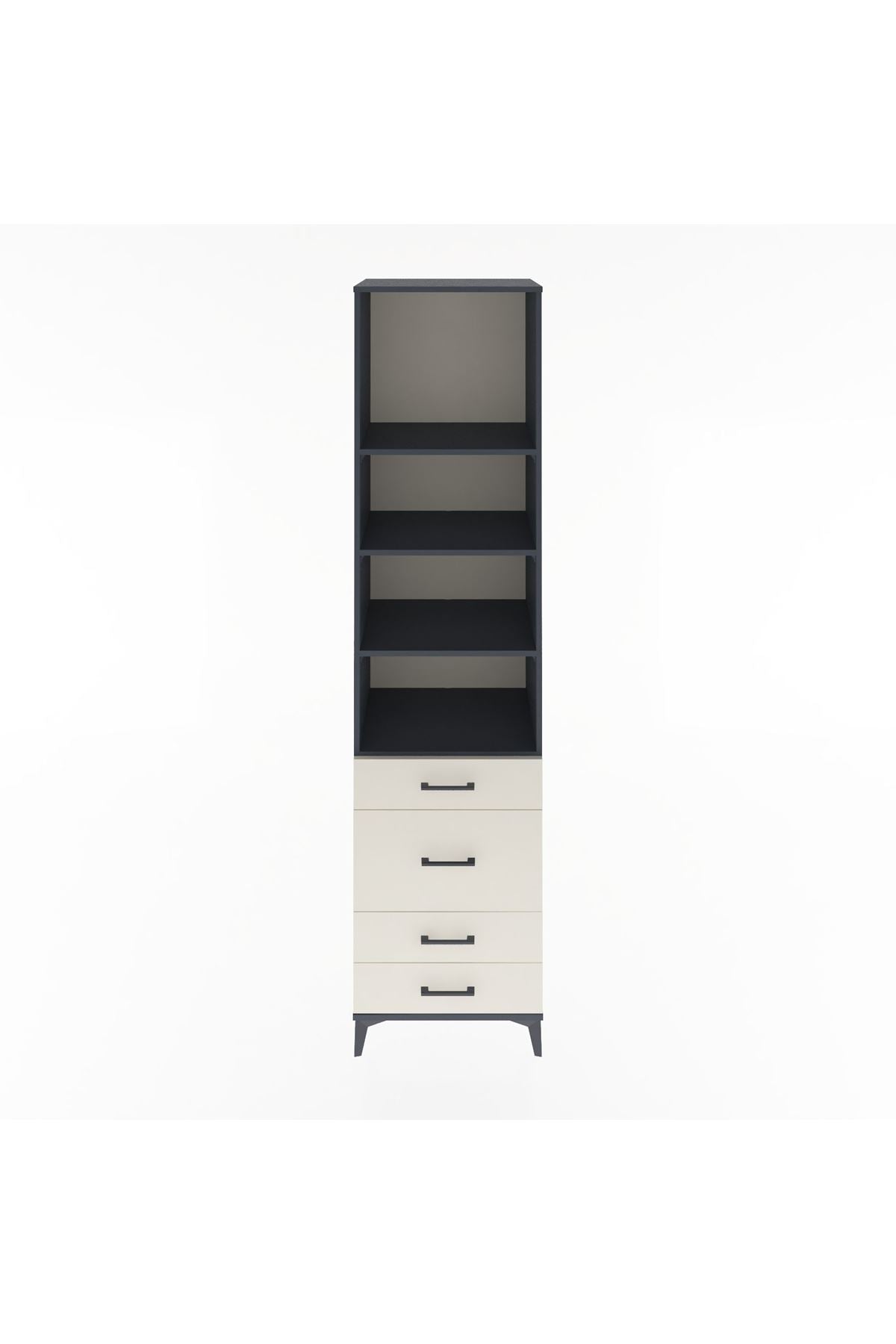 Hyperion Dolap 4 Raflı 4 Çekmeceli 60x44x243 Antrasit-Aytaşı