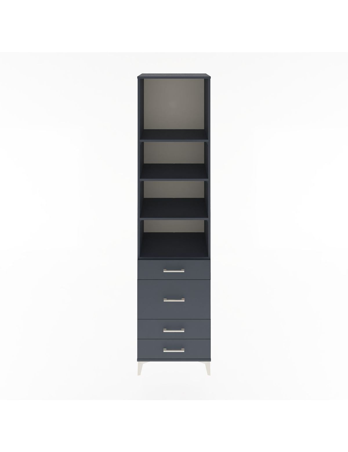 Hyperion Dolap 4 Raflı 4 Çekmeceli 60x44x243 Antrasit-Antrasit