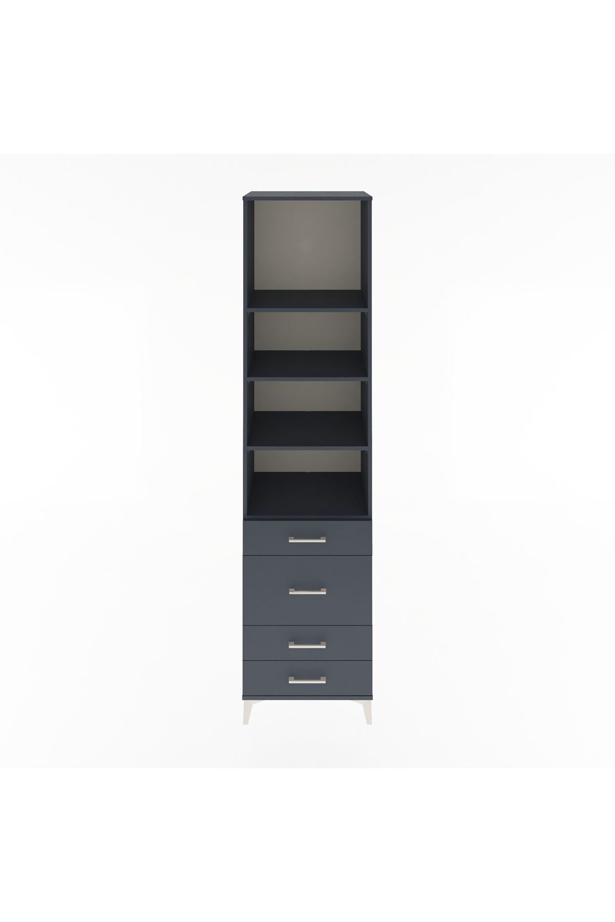 Hyperion Dolap 4 Raflı 4 Çekmeceli 60x44x243 Antrasit-Antrasit