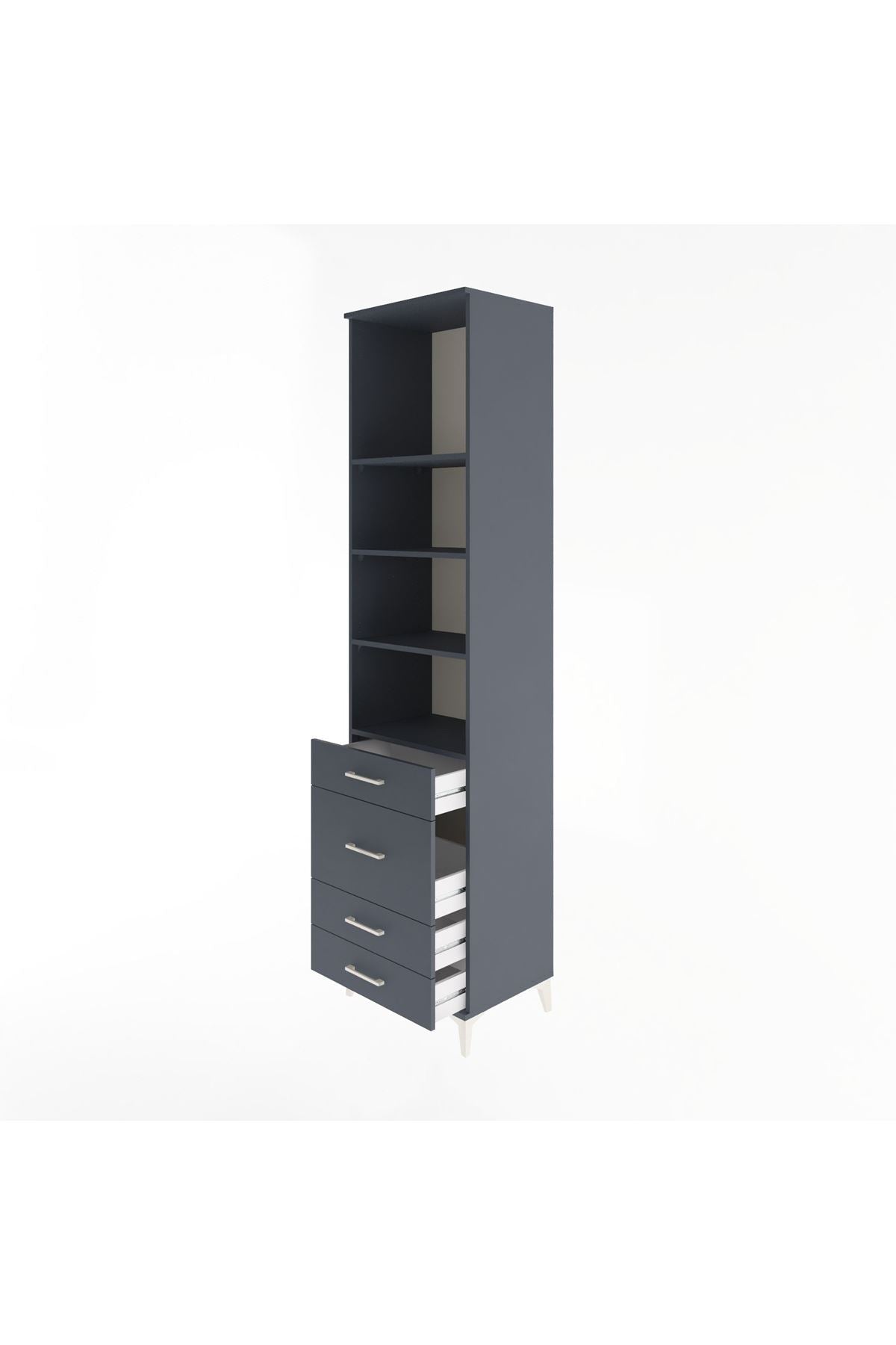 Hyperion Dolap 4 Raflı 4 Çekmeceli 60x44x243 Antrasit-Antrasit