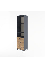 Hyperion Dolap 4 Raflı 4 Çekmeceli 60x44x243 Antrasit-Çam
