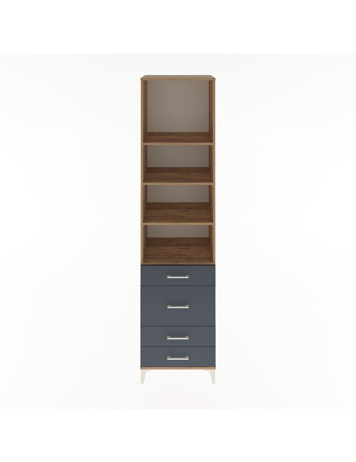 Hyperion Dolap 4 Raflı 4 Çekmeceli 60x44x243 Çam-Antrasit