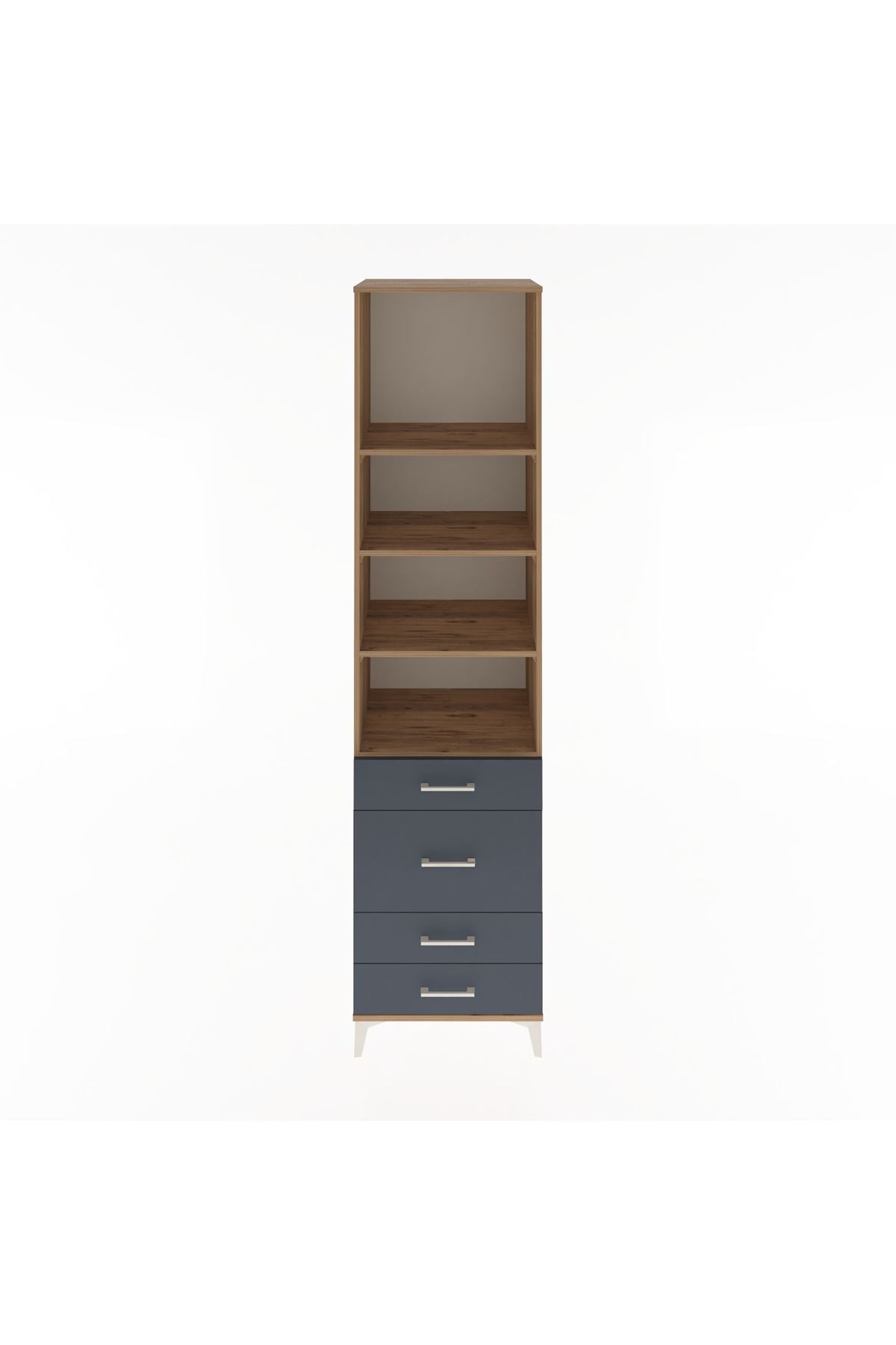 Hyperion Dolap 4 Raflı 4 Çekmeceli 60x44x243 Çam-Antrasit