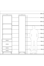 Hyperion Dolap 4 Raflı 4 Çekmeceli 60x44x243 Çam-Aytaşı