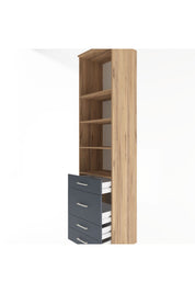 Hyperion Dolap 4 Raflı 4 Çekmeceli 60x44x243 Çam-Antrasit