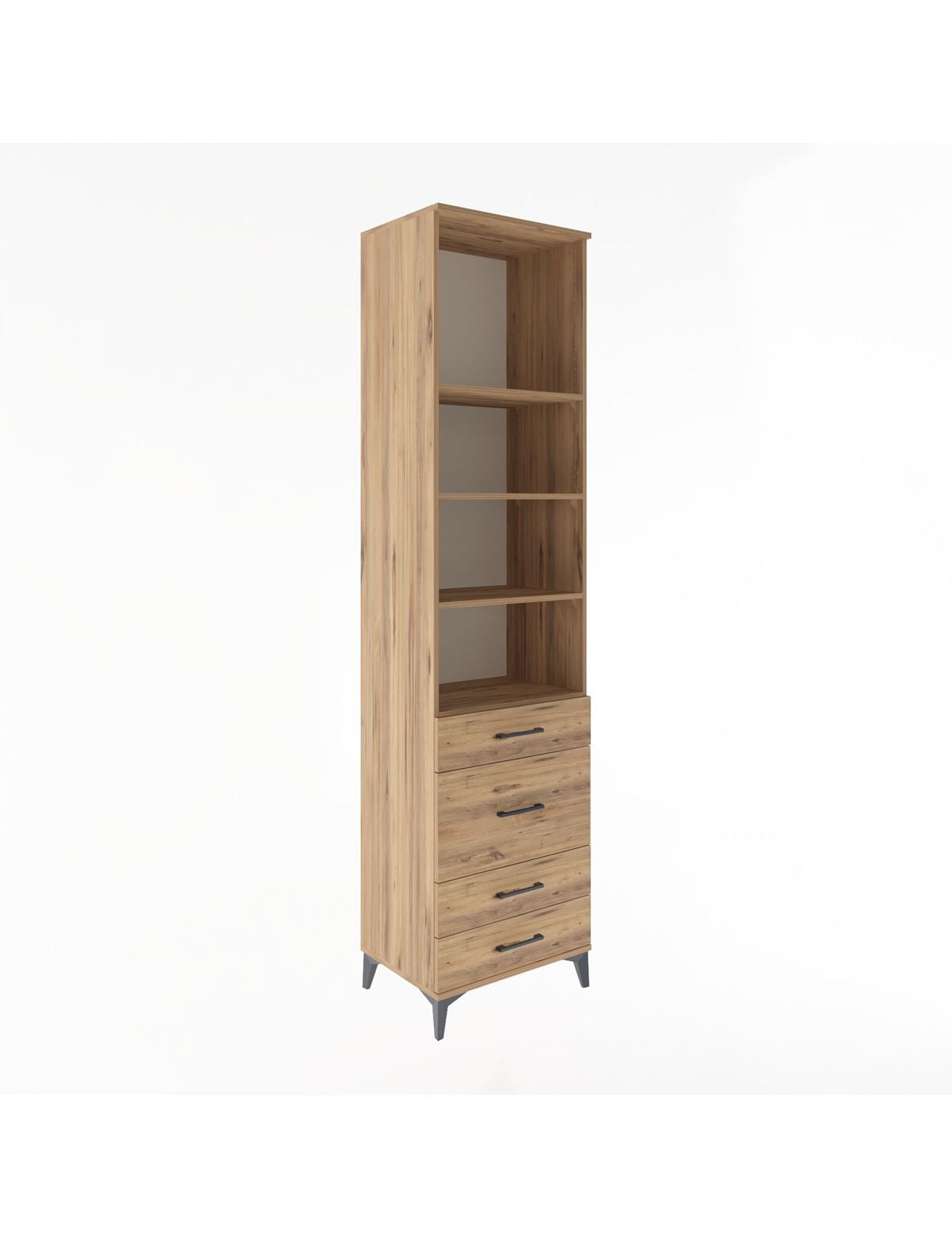 Hyperion Dolap 4 Raflı 4 Çekmeceli 60x44x243 Çam-Çam