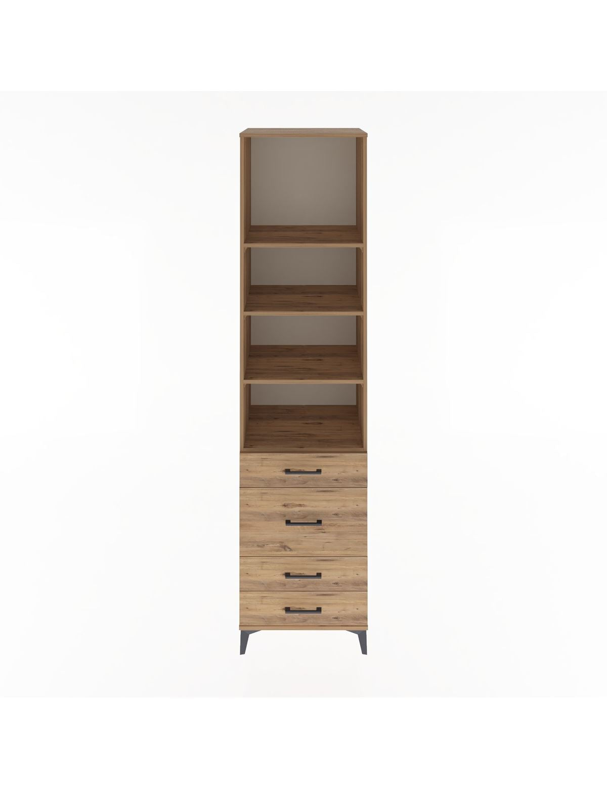 Hyperion Dolap 4 Raflı 4 Çekmeceli 60x44x243 Çam-Çam