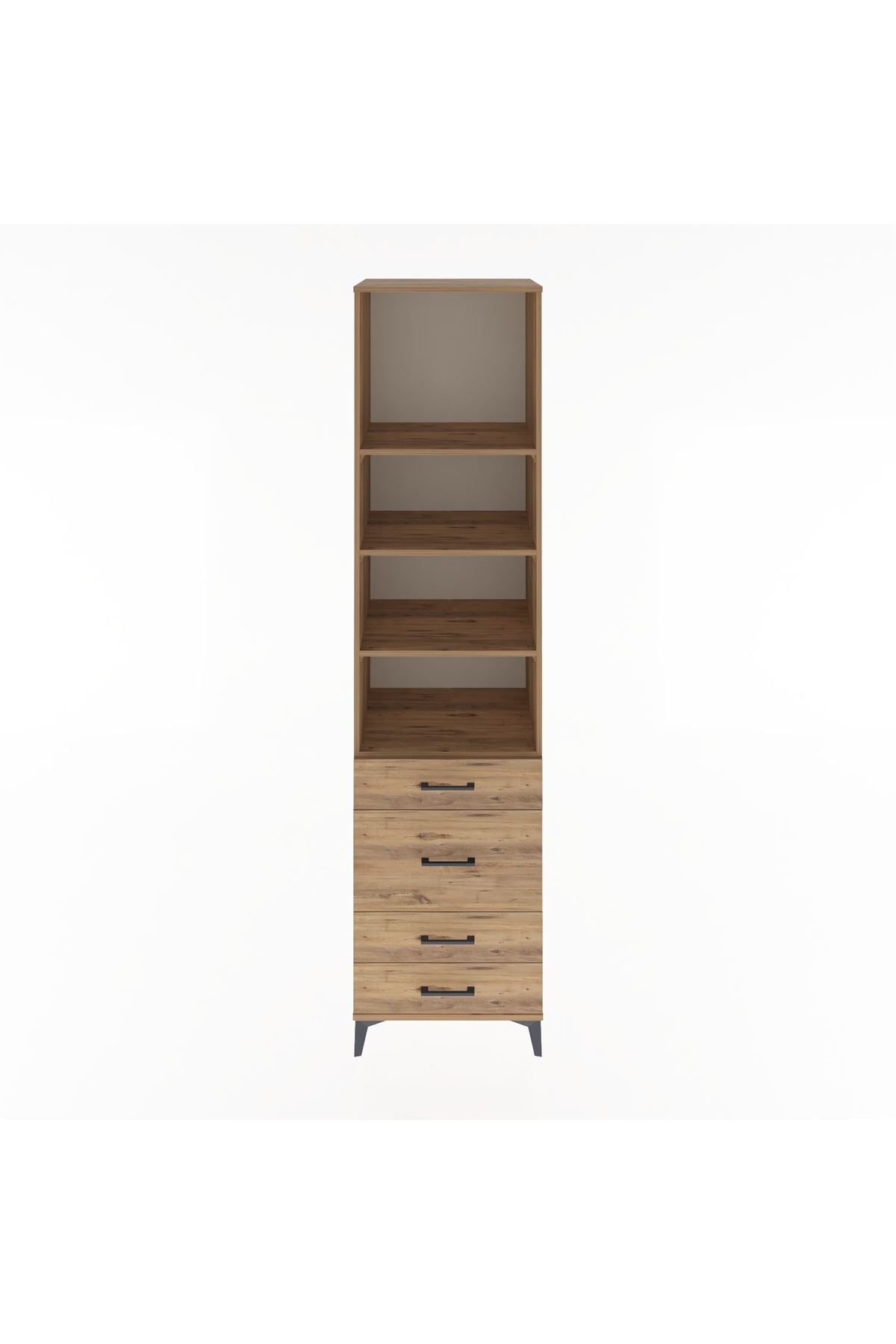 Hyperion Dolap 4 Raflı 4 Çekmeceli 60x44x243 Çam-Çam