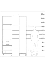Hyperion Dolap 4 Raflı 4 Çekmeceli 60x44x243 Aytaşı-Antrasit