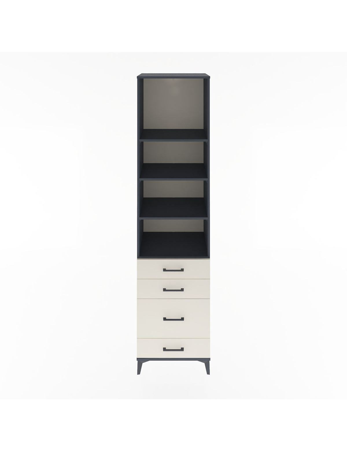 Hyperion Dolap 4 Raflı 4 Çekmeceli 60x44x243 Antrasit-Aytaşı