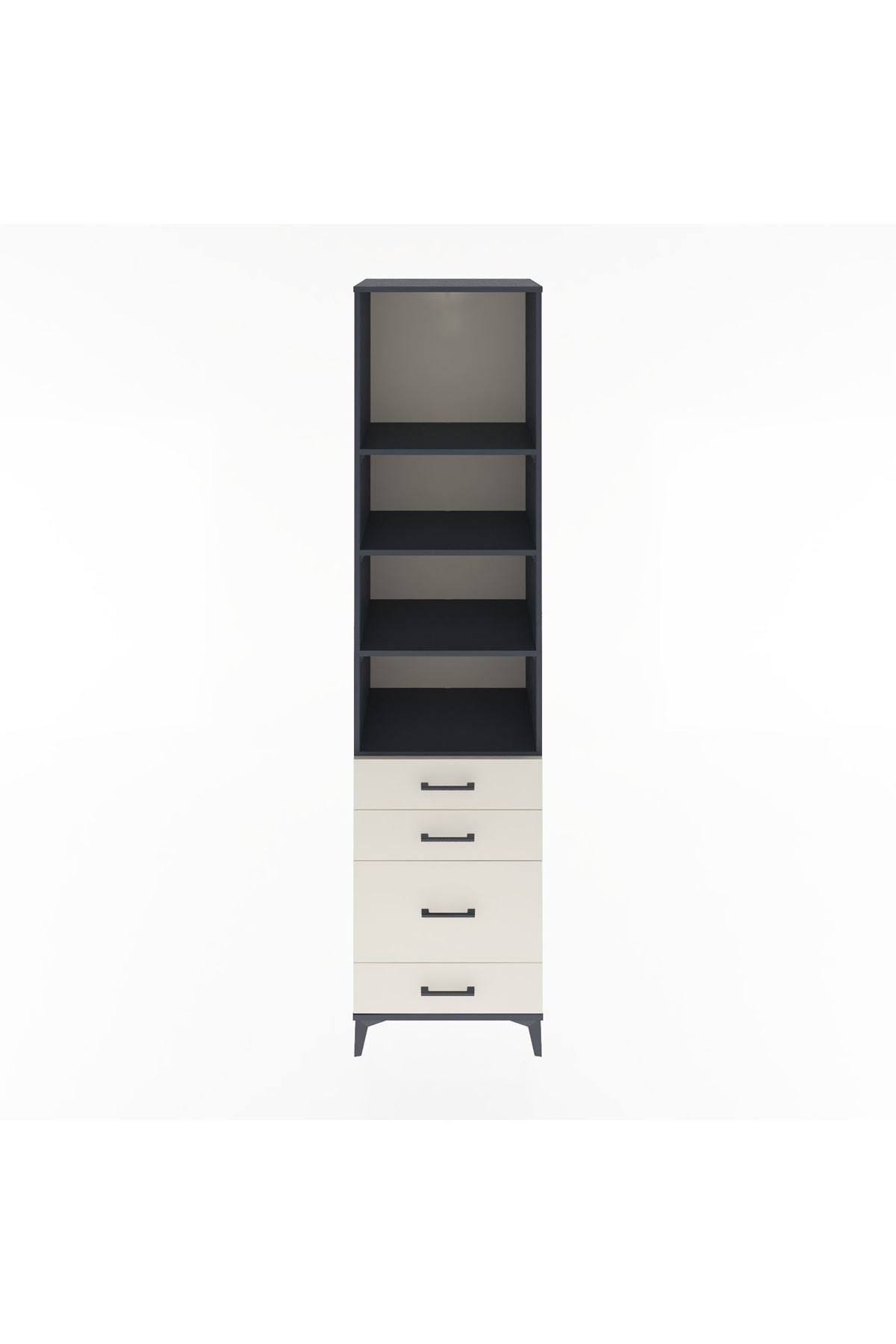 Hyperion Dolap 4 Raflı 4 Çekmeceli 60x44x243 Antrasit-Aytaşı