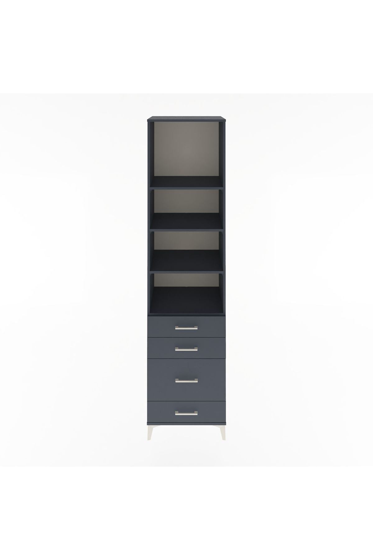 Hyperion Dolap 4 Raflı 4 Çekmeceli 60x44x243 Antrasit-Antrasit