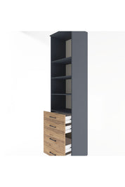 Hyperion Dolap 4 Raflı 4 Çekmeceli 60x44x243 Antrasit-Çam