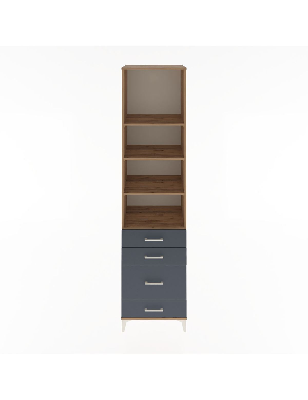 Hyperion Dolap 4 Raflı 4 Çekmeceli 60x44x243 Çam-Antrasit