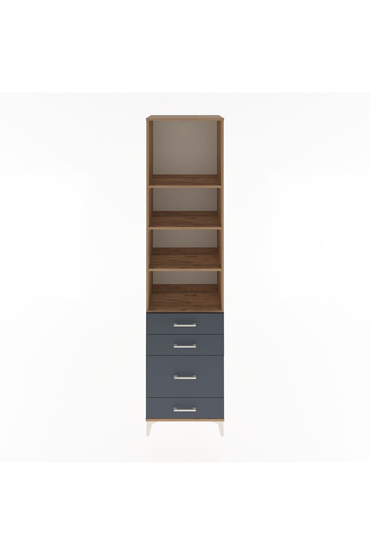 Hyperion Dolap 4 Raflı 4 Çekmeceli 60x44x243 Çam-Antrasit